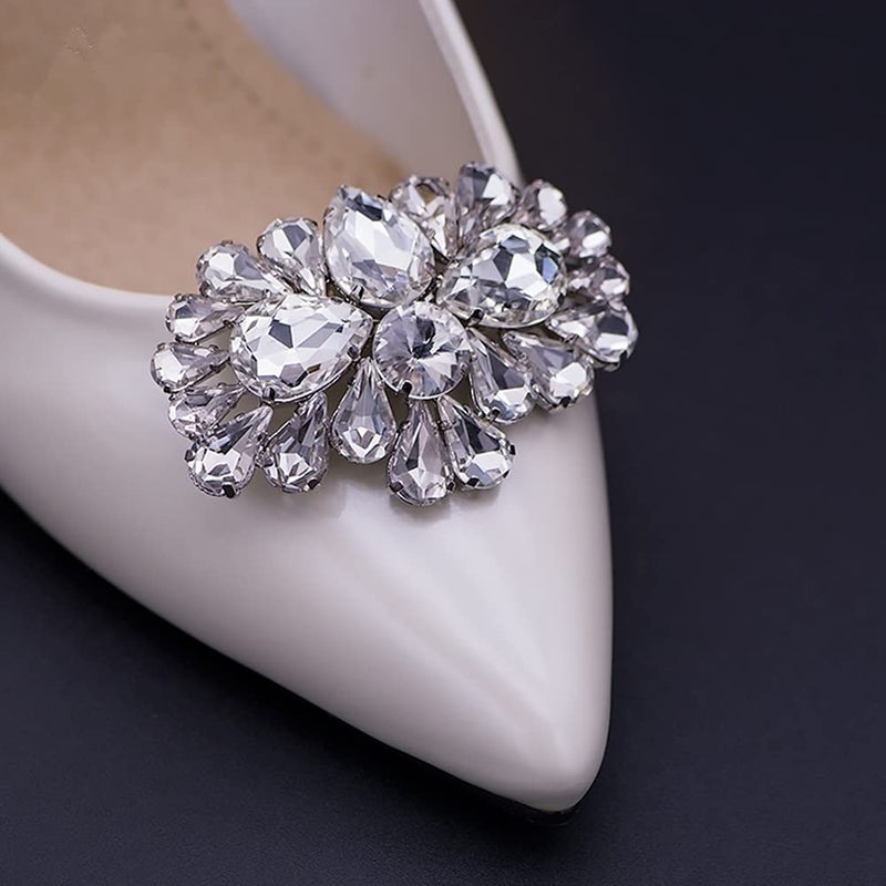 Ruihfas 2 PCS Decorative Shoe Clips - Bling Bling Rhinestone Crystal Shoe Jewlery Clips Accessories for Women Girls Wedding Party Prom 1.57Ã—2.44 inch - Image 3
